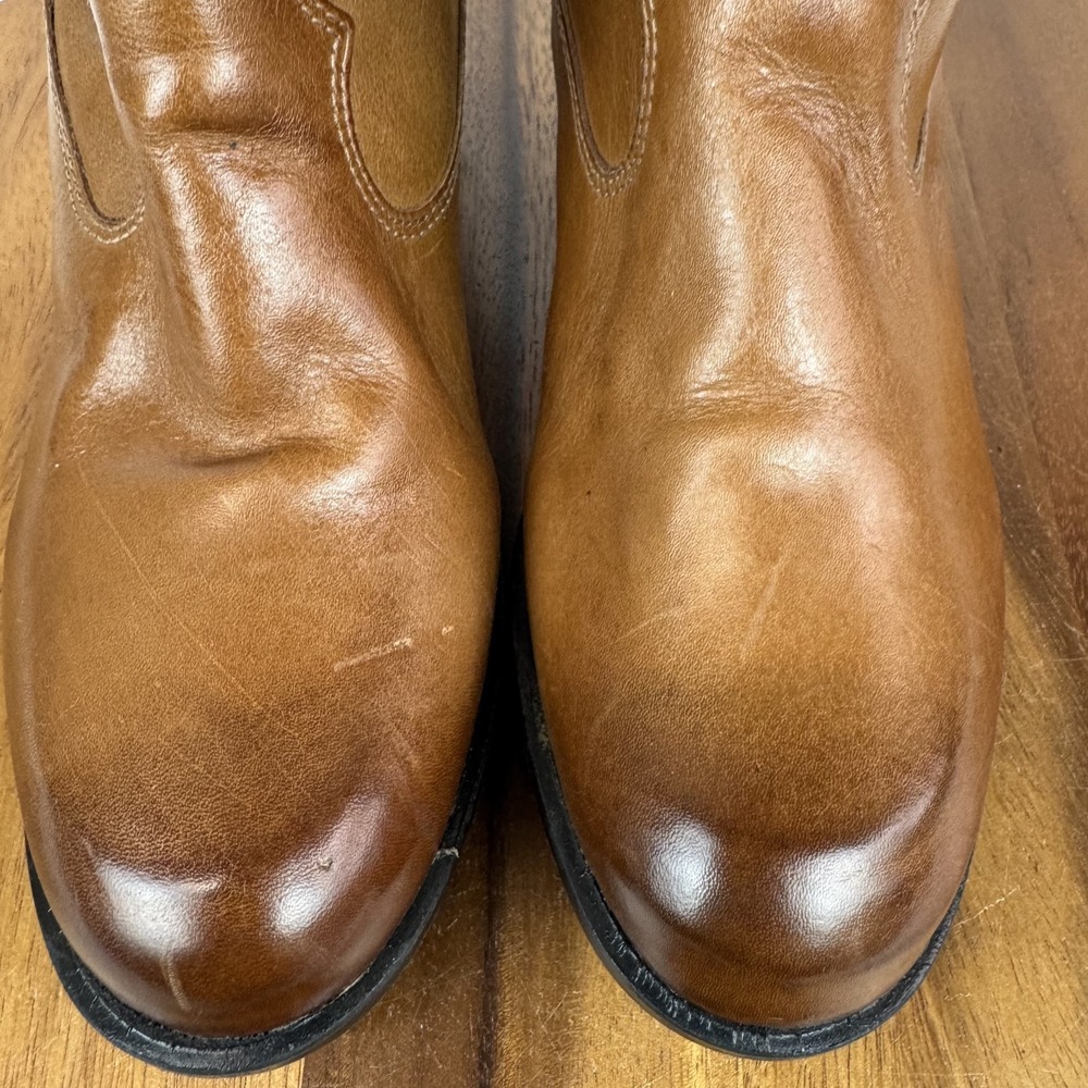 New Womens Sandro Moscoloni Robin Belted Brown Leather Cowboy Boots‎ Size 7 M - Picture 5 of 9
